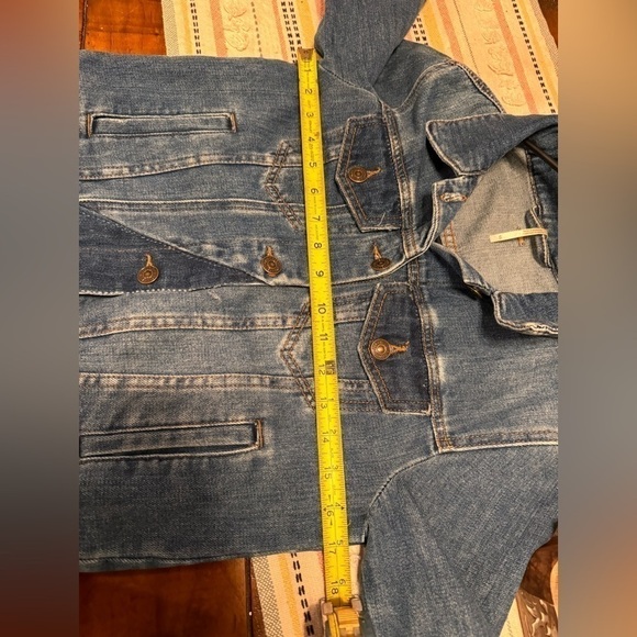 FREE PEOPLE Rumors Denim Jacket Light Indigo Jean Patchwork - Picture 9 of 10